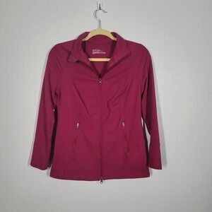 Zella Athleisure Zip Up Pocket Front Long Sleeve Sweat Jacket Purple Size Medium